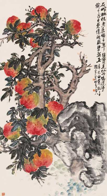 赵云壑 辛巳（1941）年作 千年蟠桃 立轴